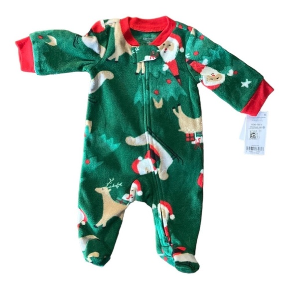 Carter’s Baby Christmas 2 Way Zip-Up Fleece Sleep and Play Size 3 Months NWT - Picture 1 of 9